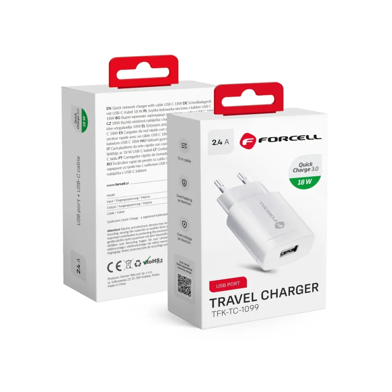 Forcell USB-A oplader - 18W